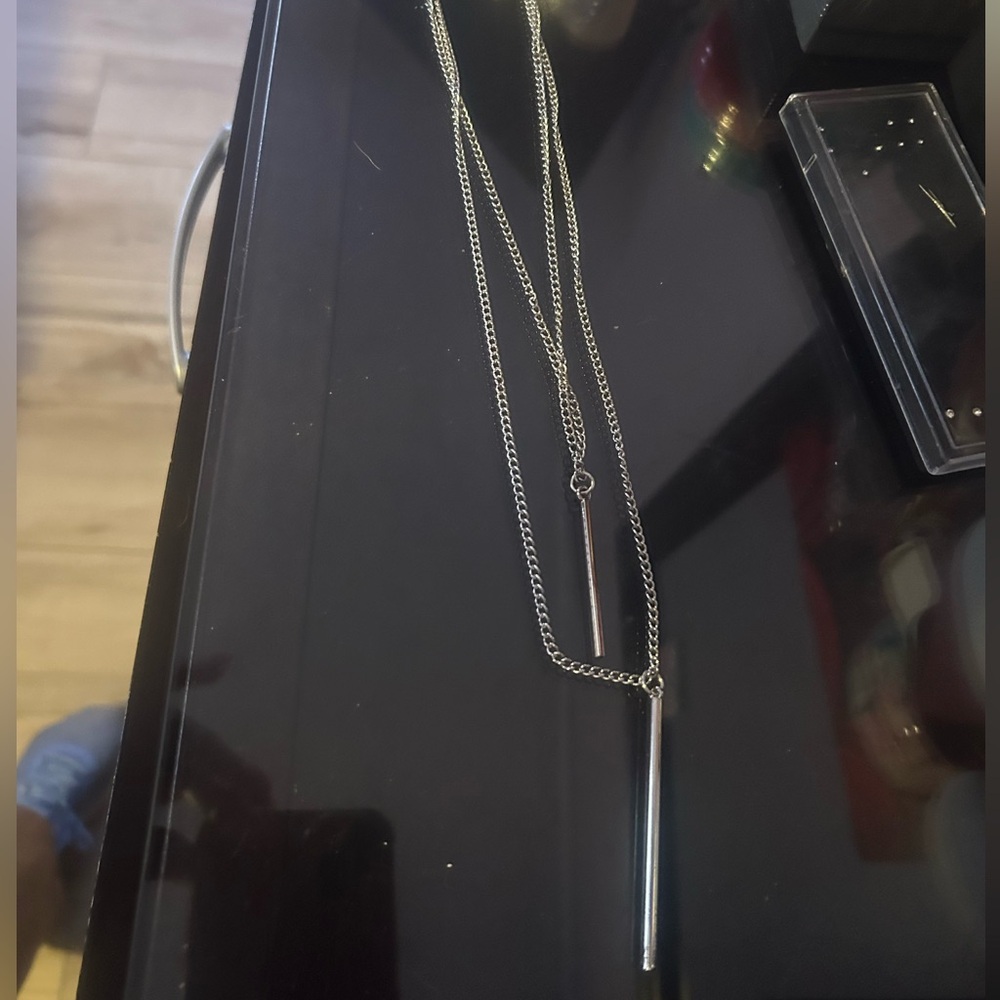 Necklace, Silvertone two strands, NWT, super cute